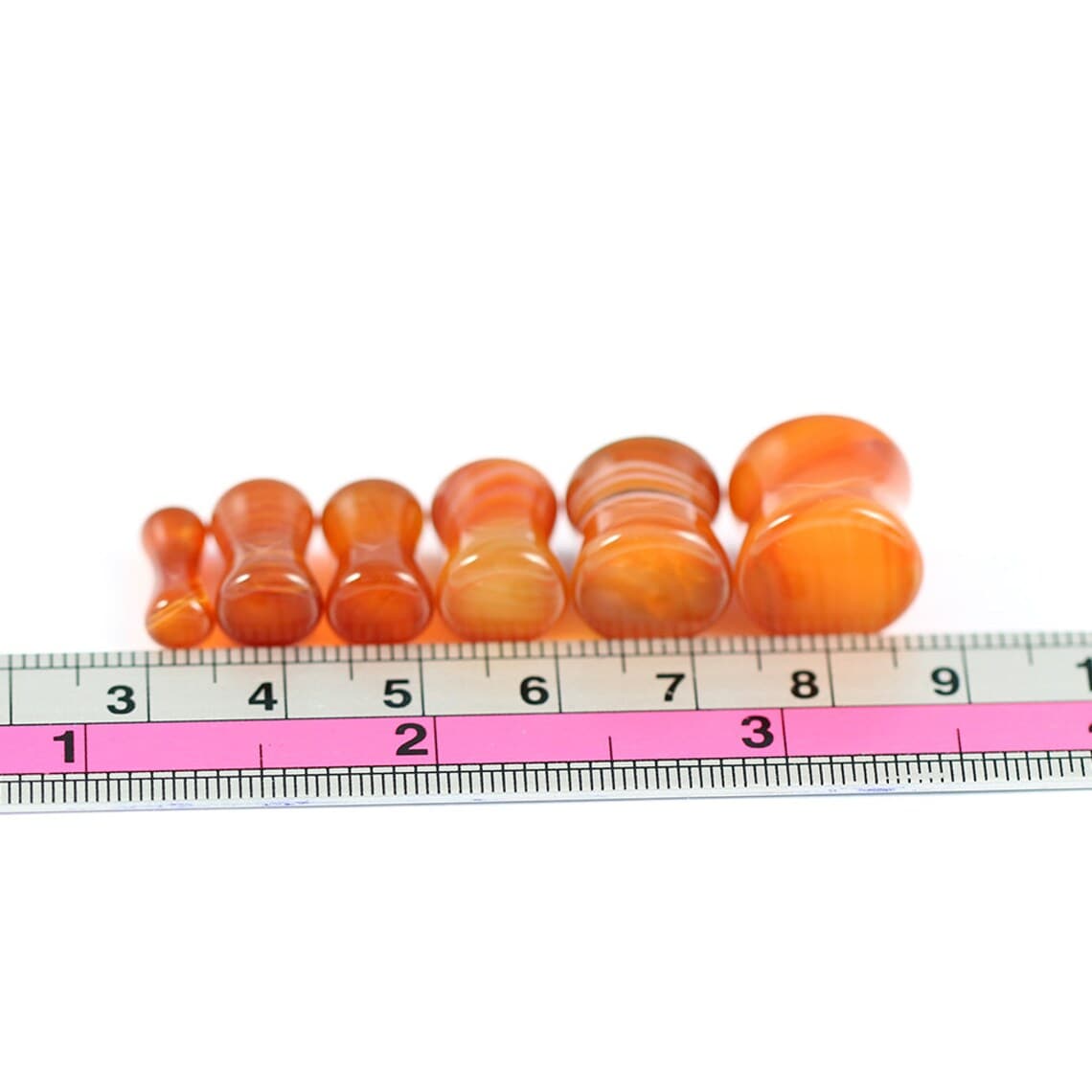 Synthetic Carnelian Stone Orange Saddle Ear Plug - Monster Piercing