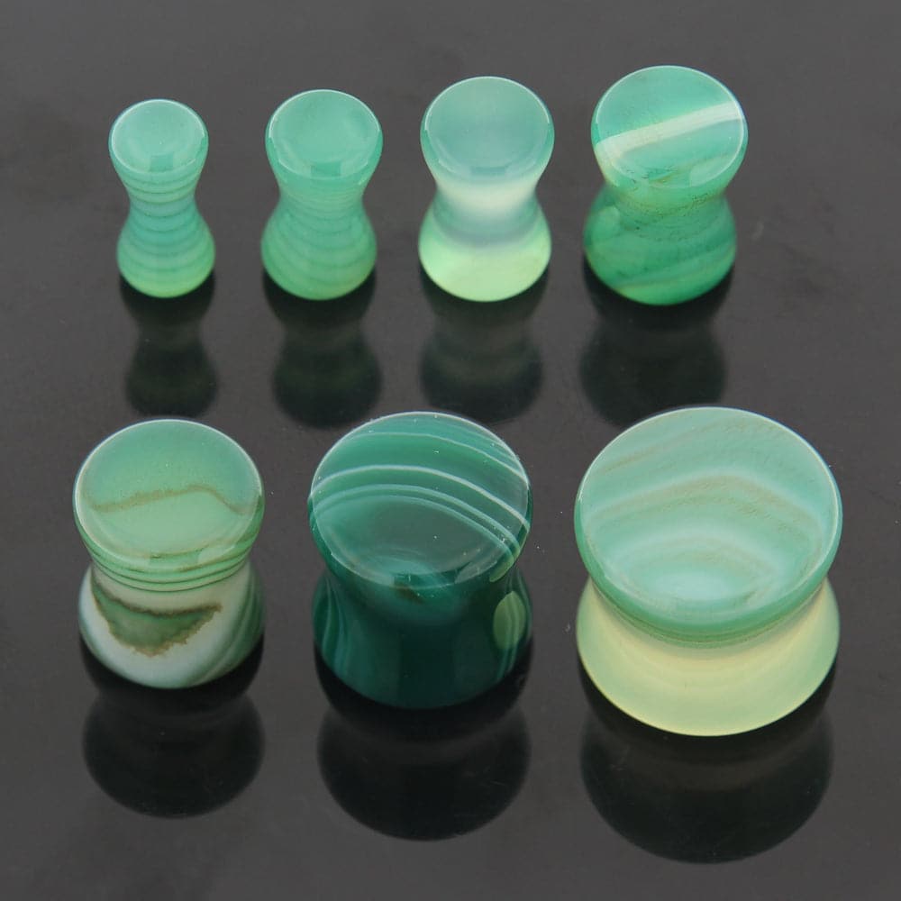 Synthetic Malachite Stone Saddle Ear Plug - Monster Piercing