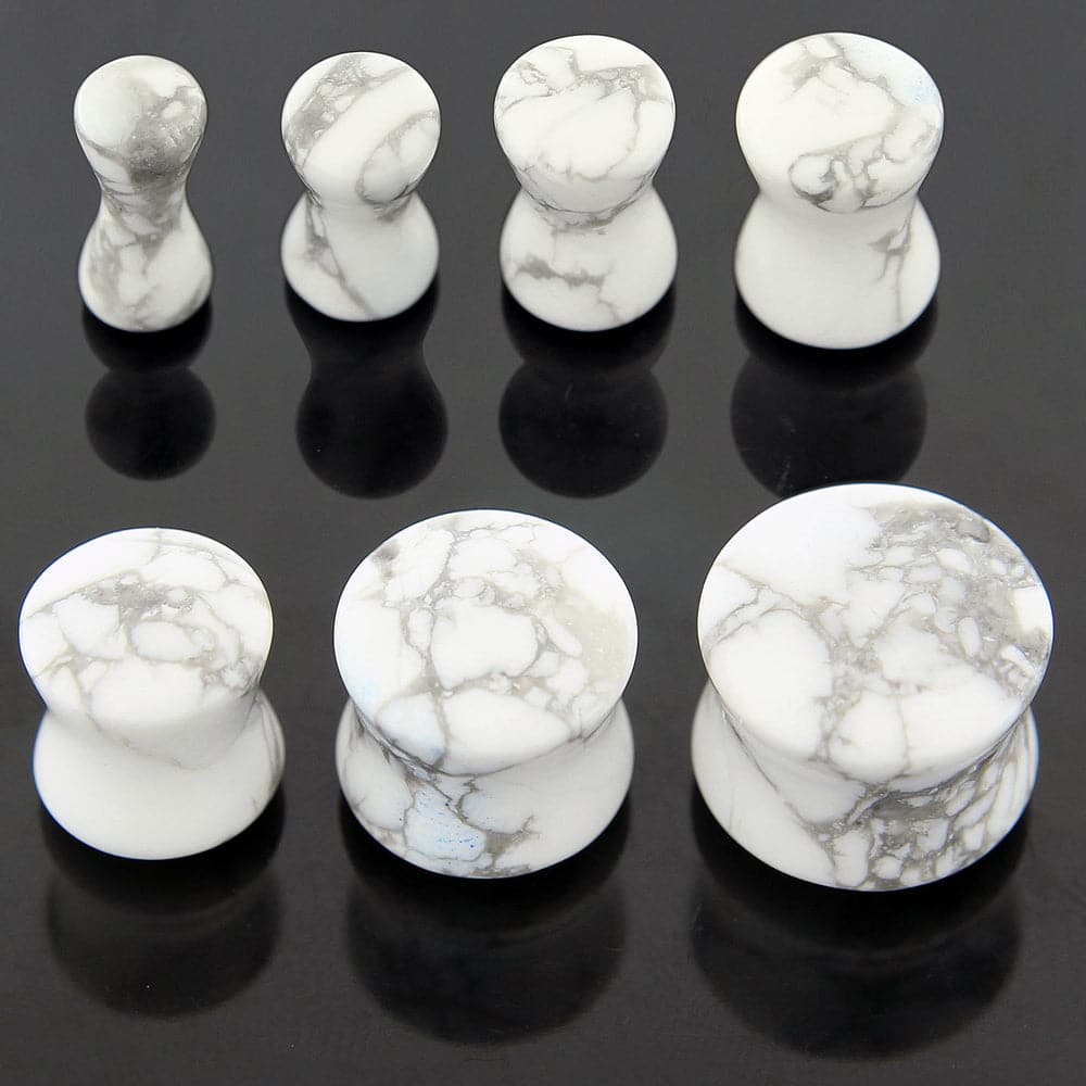 Synthetic Howlite Stone Saddle Ear Plug - Monster Piercing