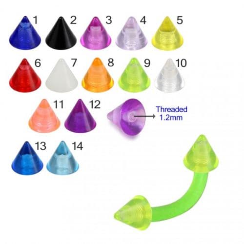 UV Lime Curved Bar with Plain UV Cone (Pack of 10) - Monster Piercing