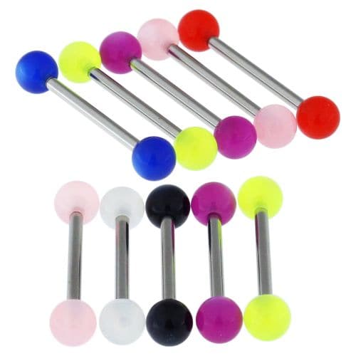 316L Surgical Steel Tongue Barbell Plained UV Balls (Pack of 10) - Monster Piercing