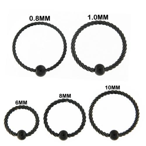 316L Surgical Steel Flexible Black PVD Twisted BCR Piercing - Monster Piercing