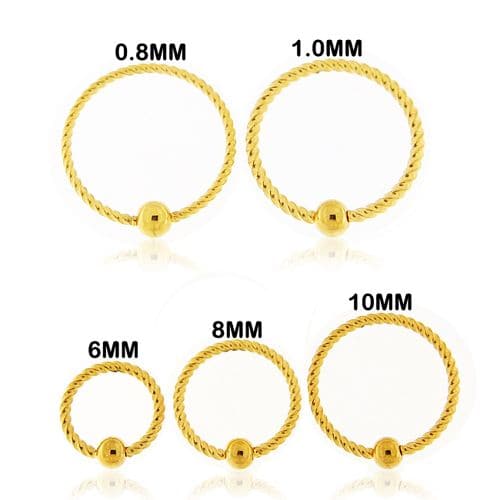 316L Surgical Steel With Gold PVD Flexible Twisted BCR Piercing - Monster Piercing