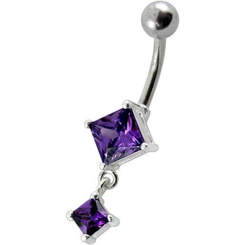 Fancy Dangling SS Banana Bar Belly Ring - Monster Piercing