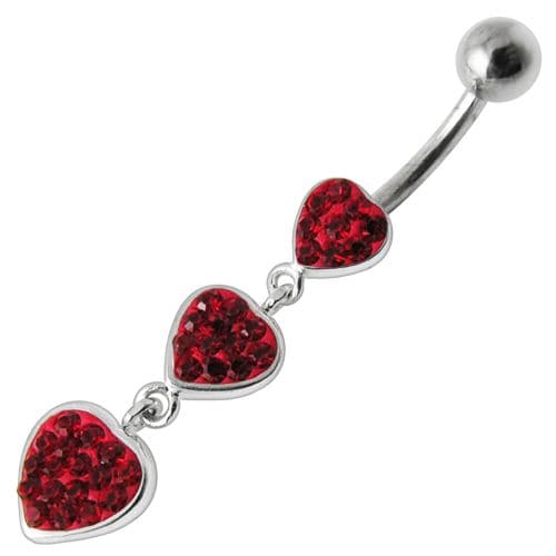 925 Sterling Silver Fancy Multi Jewelled Heart Dangling Belly Ring - Monster Piercing