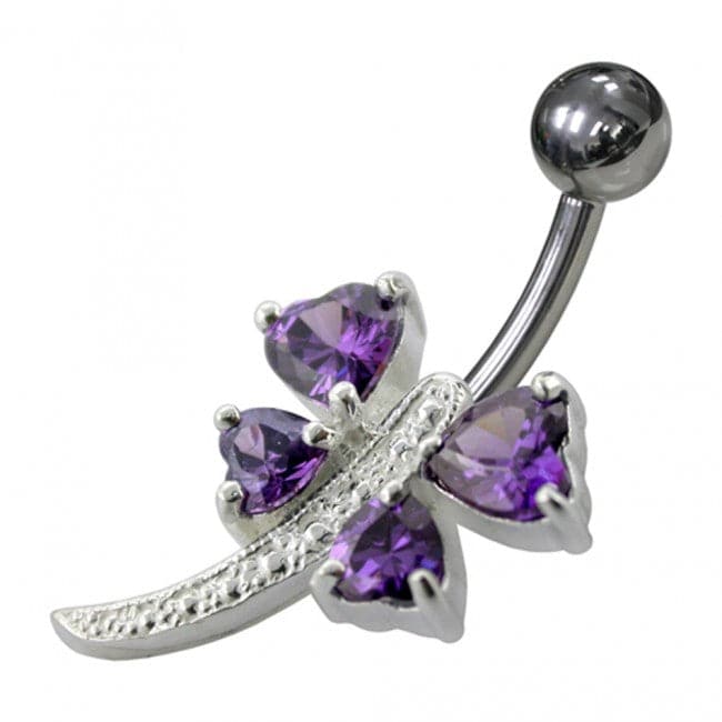 925 Sterling Silver Heart Shape Non-Moving Belly Ring - Monster Piercing