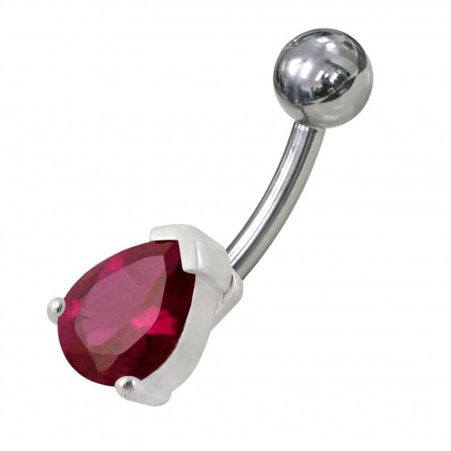 925 Sterling Silver Fancy Jewelled Non-Moving Curved Bar Navel Ring - Monster Piercing