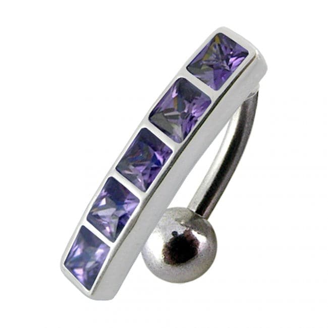 925 Sterling Silver Fancy Jewelled Non-Moving Reverse Belly Ring - Monster Piercing
