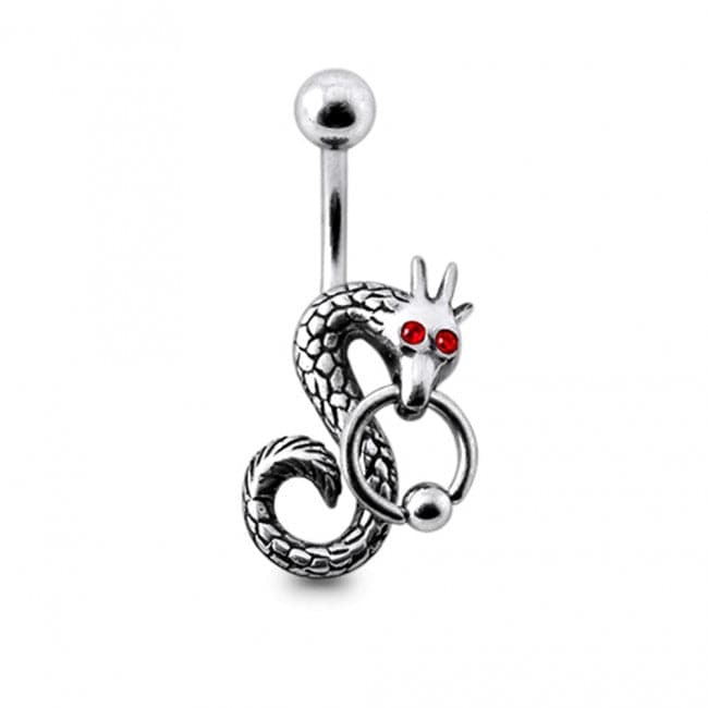 925 Sterling Silver Dragon Navel Ring - Monster Piercing