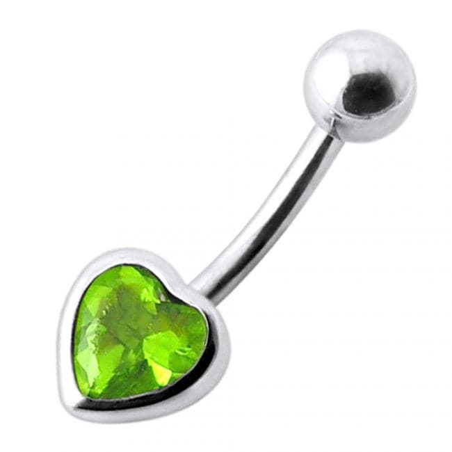 925 Sterling Silver Jewelled Big Heart Silver Belly Ring - Monster Piercing