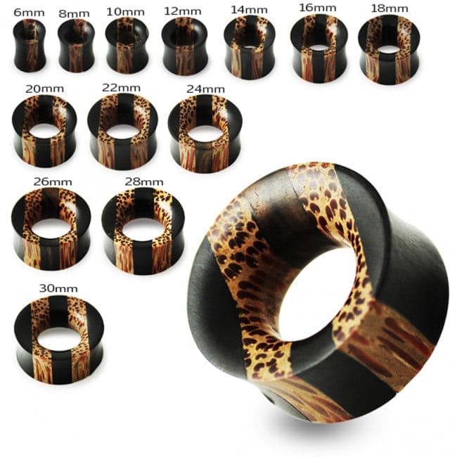 Organic Iron and Palm Wood Double Flared Ear Tunnel - Monster Piercing