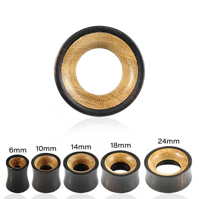 Organic Teak and Iron Wood Double Flared Ear Tunnel - Monster Piercing