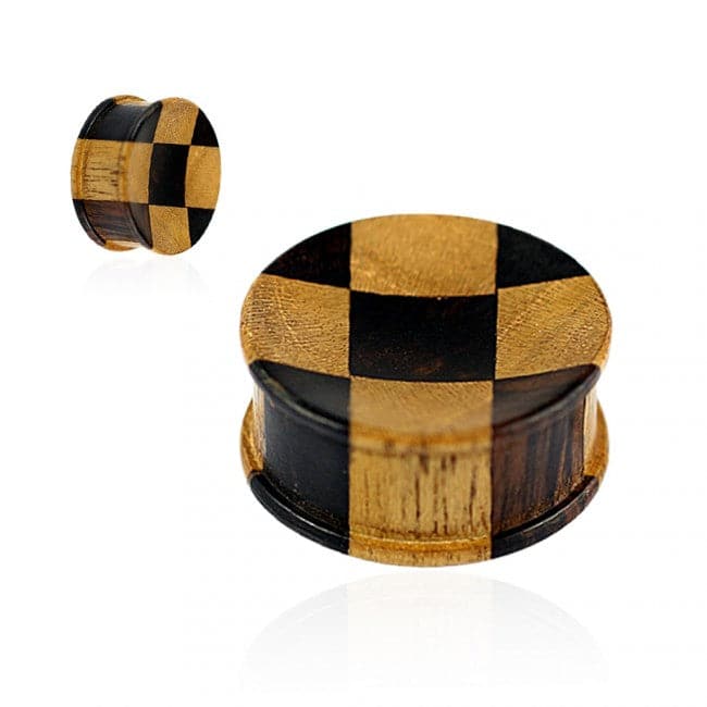 Organic Teak and Iron Wood Ribbed Edge Concave Saddle Ear Plug - Monster Piercing
