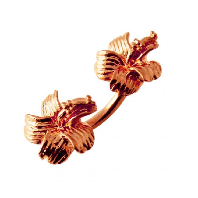 925 Sterling Silver Hibiscus Flower Pair Spinal Ring - Monster Piercing