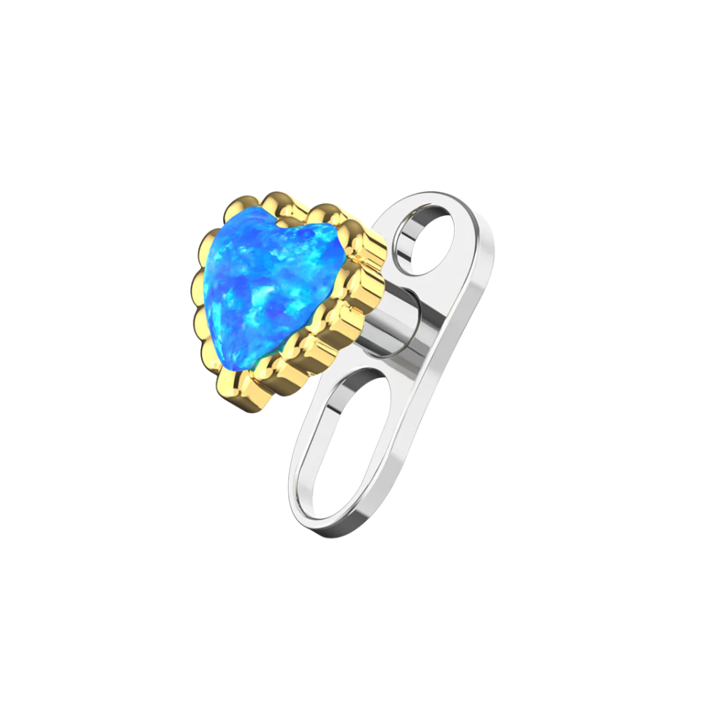 G23 Titanium Opal Heart Jewelled Dermal Anchor