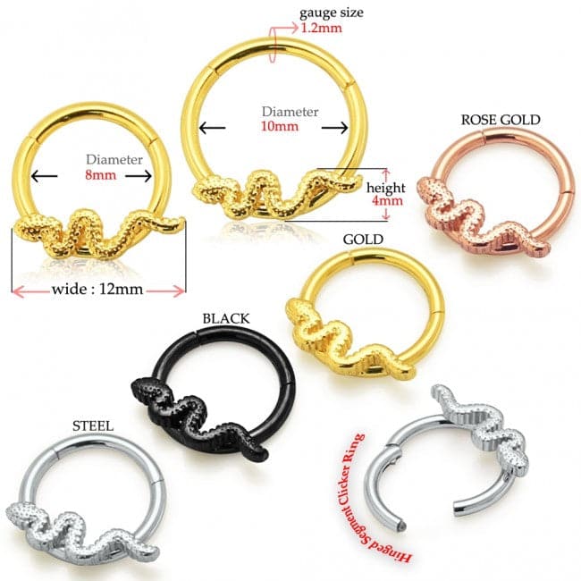 316L Surgical Steel Slithering Snake Hinged Segment Ring - Monster Piercing