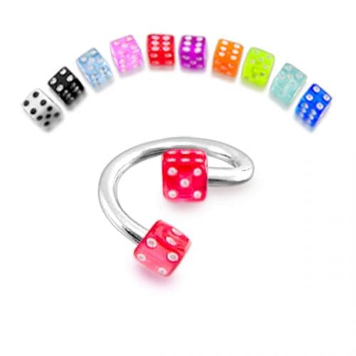 316L Surgical Steel Spiral Barbell with UV Dice - Monster Piercing