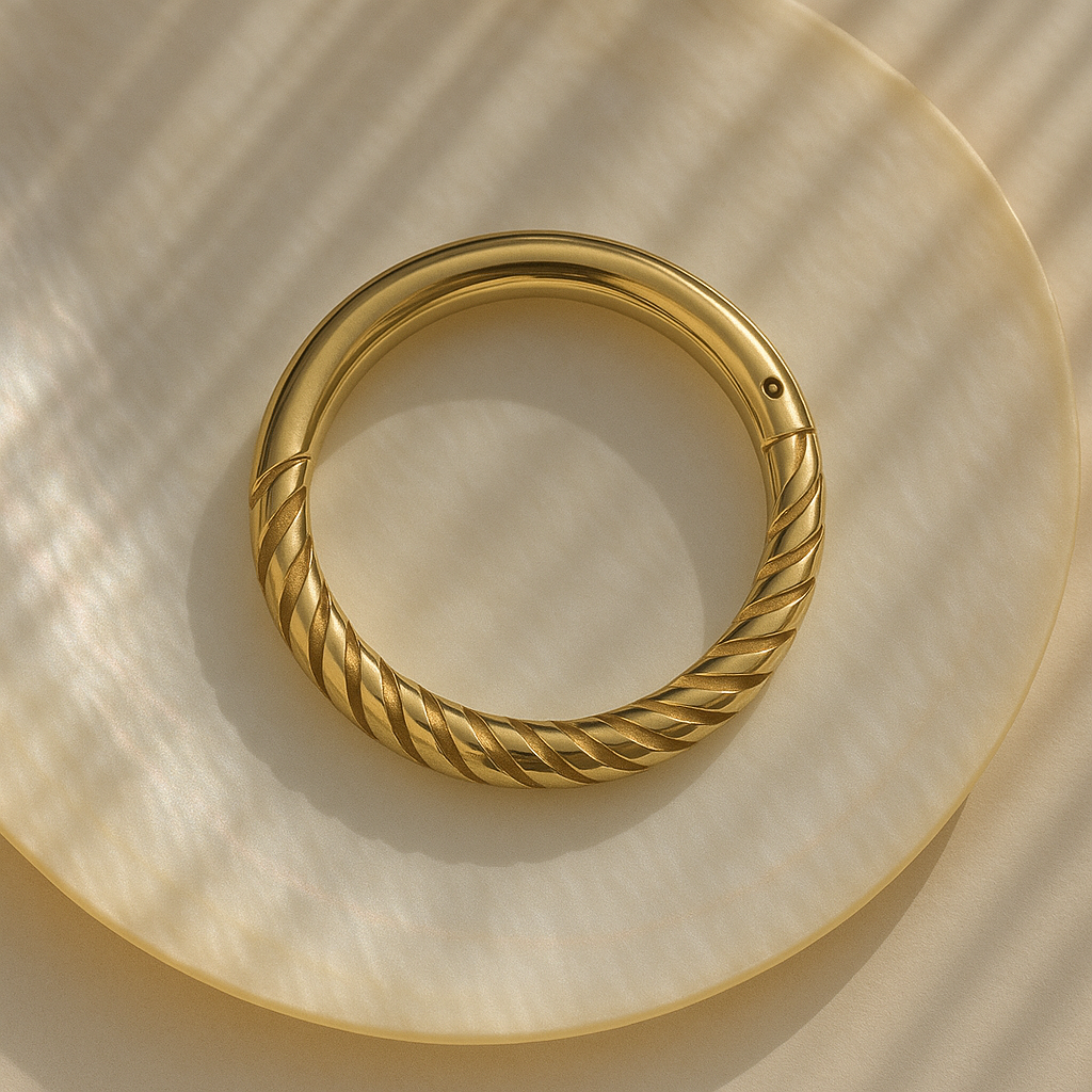 14K Gold Twisted 18G Hinged Segment Clicker Ring - Monster Piercing