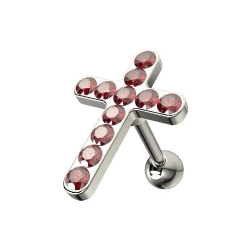 925 Sterling Silver CZ Jewelled Cross Cartilage Ear Stud - Monster Piercing