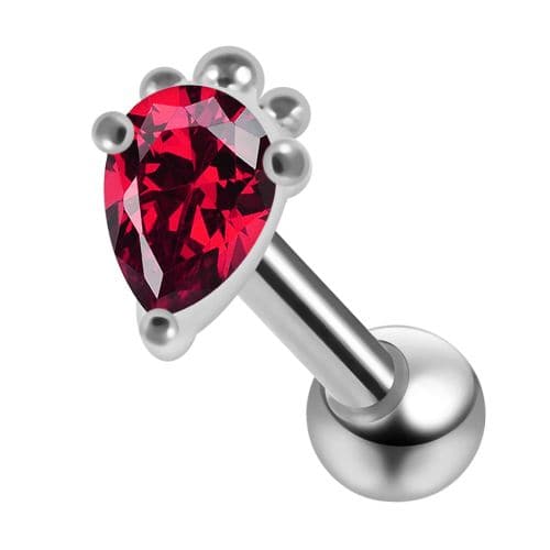 925 Sterling Silver Curved CZ Jewelled Cartilage Ear Stud - Monster Piercing