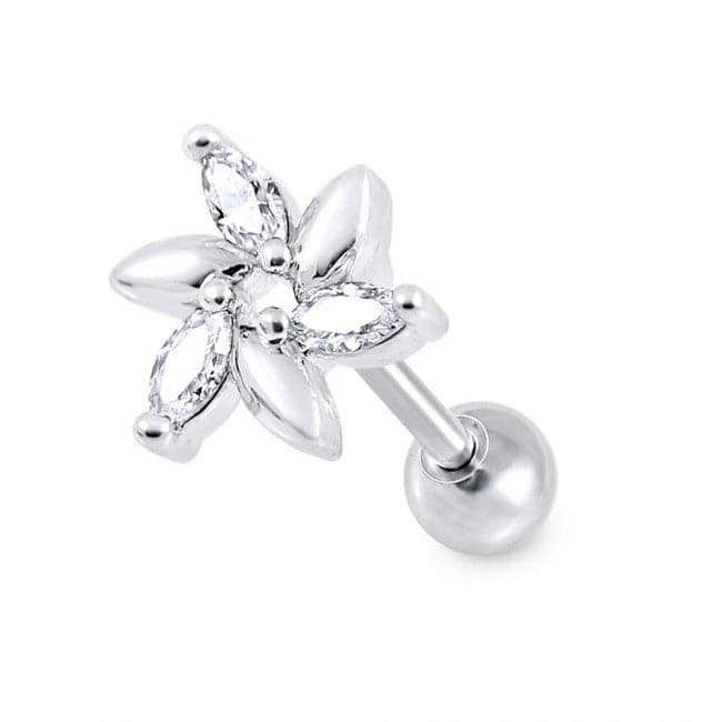 316L Surgical Steel Swirl Flower Ball-End Ear Stud - Monster Piercing