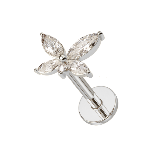 316L Surgical Steel CZ Jewelled Butterfly Cartilage Ear Stud