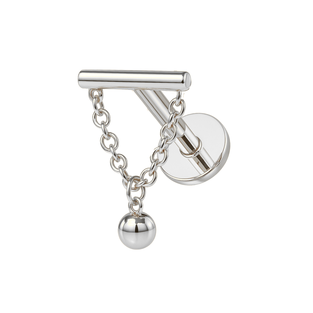 316L Surgical Steel Chain with Ball Bead Dangle Hidden Helix Flatback Stud