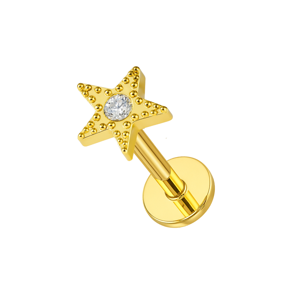 316L Surgical Steel Jewelled Star Cartilage Ear Stud