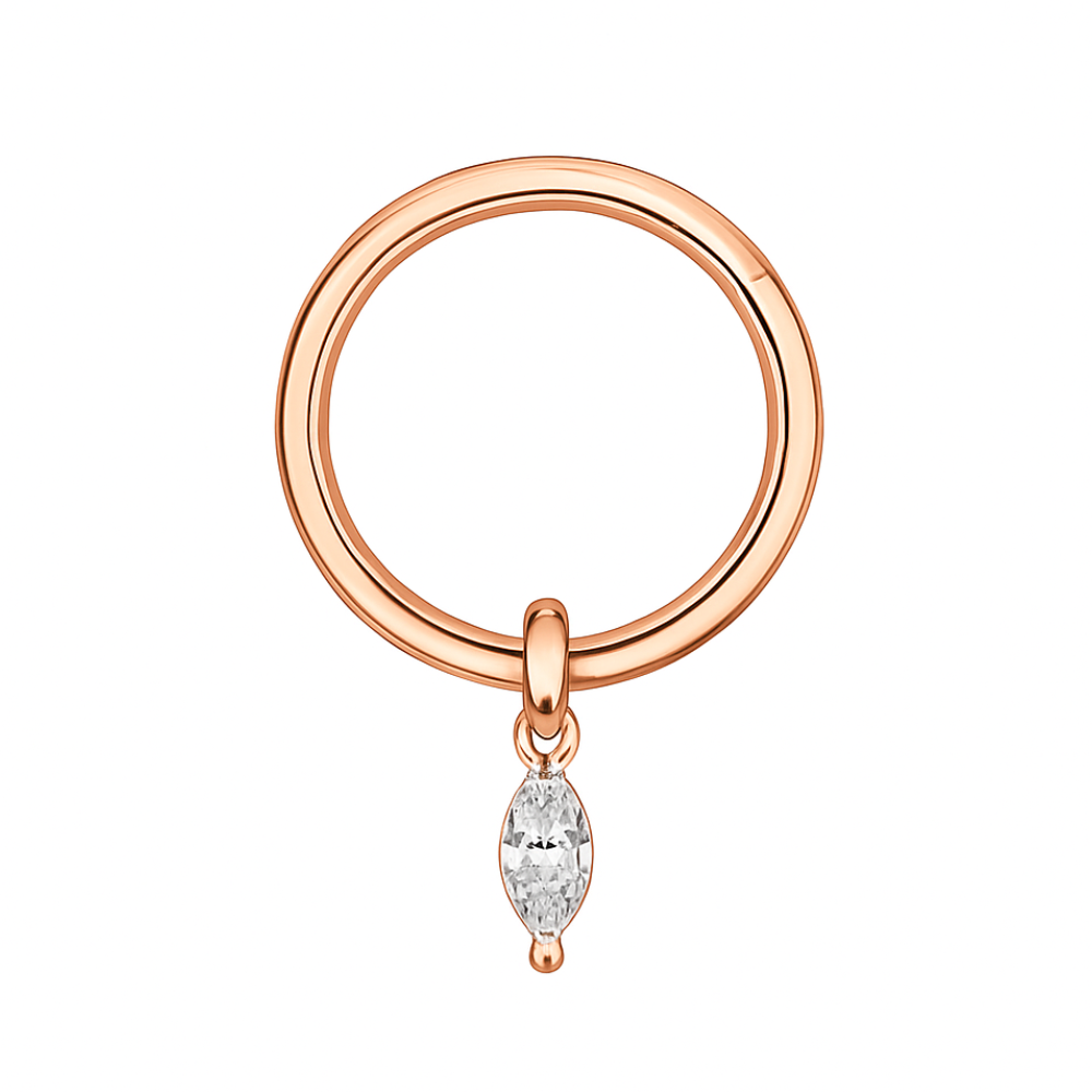 316L Surgical Steel Marquise Stone Jeweled Dangling Style Hinged Segment Clicker Hoop - Monster Piercing