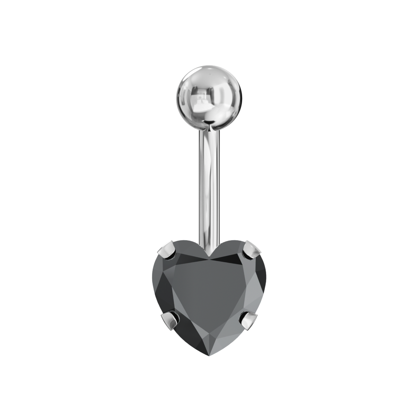 316L Surgical Steel Studded Heart Belly Ring - Monster Piercing