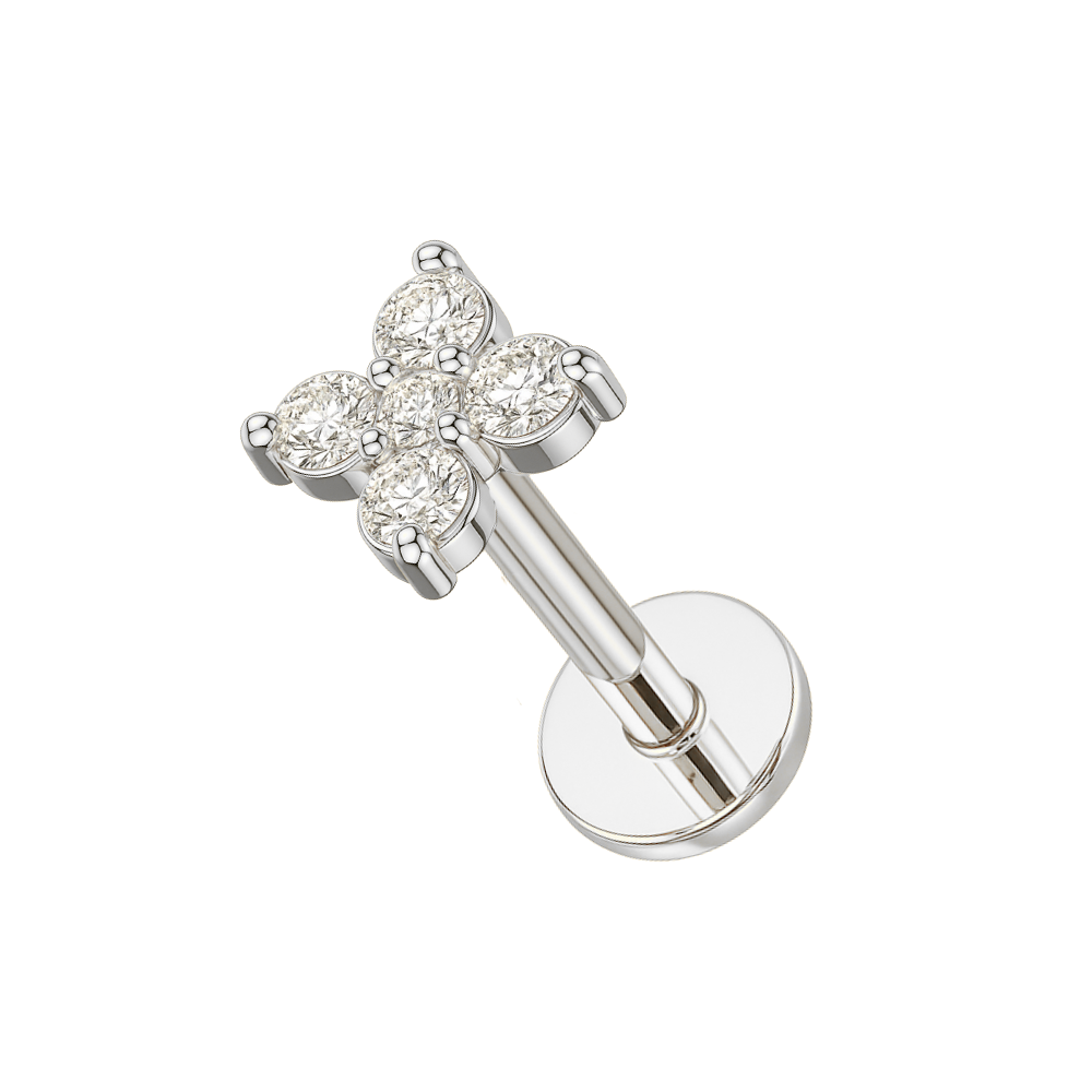 316L Surgical Steel CZ Jewelled Tiny Flower Ear Stud