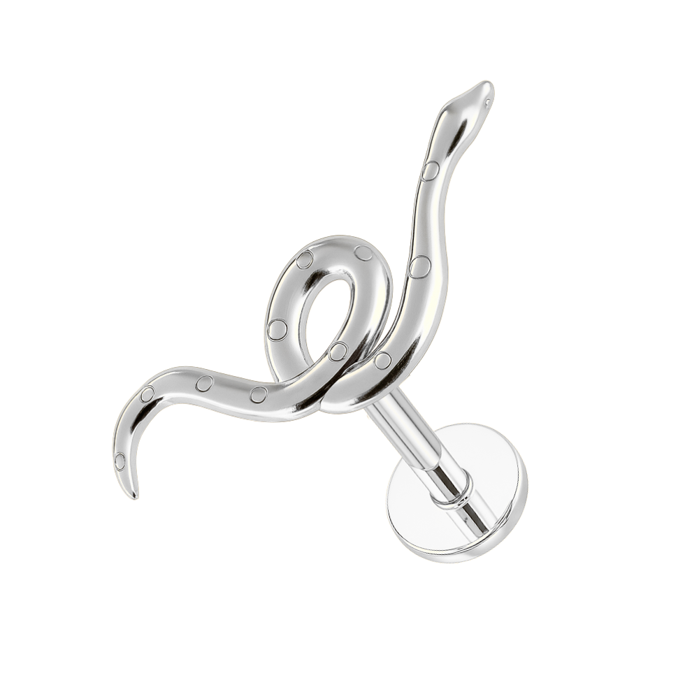 316L Surgical Steel Snuggling Swirl Snake Flatback Stud