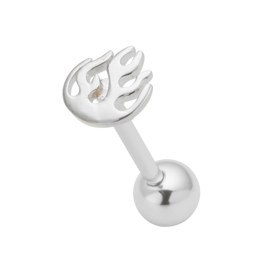 925 Sterling Silver Flames Tongue Ring - Monster Piercing