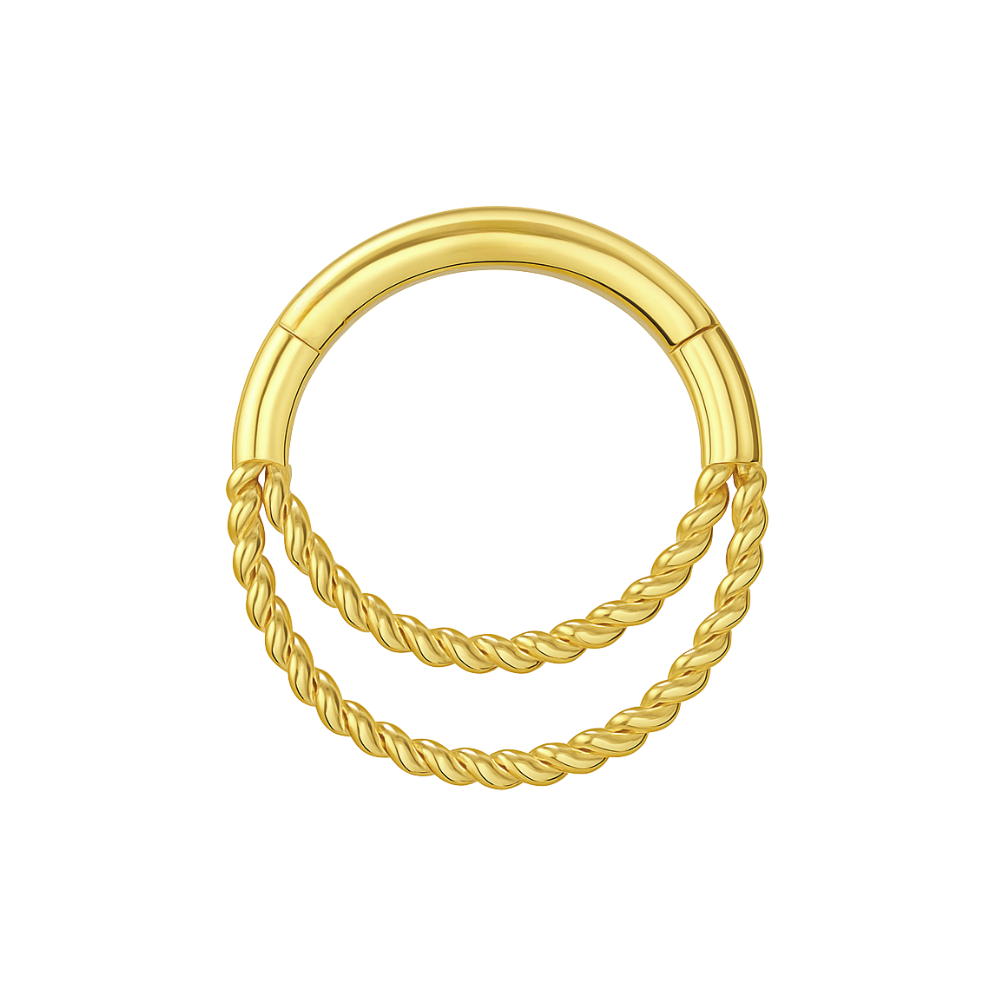 925 Sterling Silver Twisted Double Segment Clicker Ring - Monster Piercing