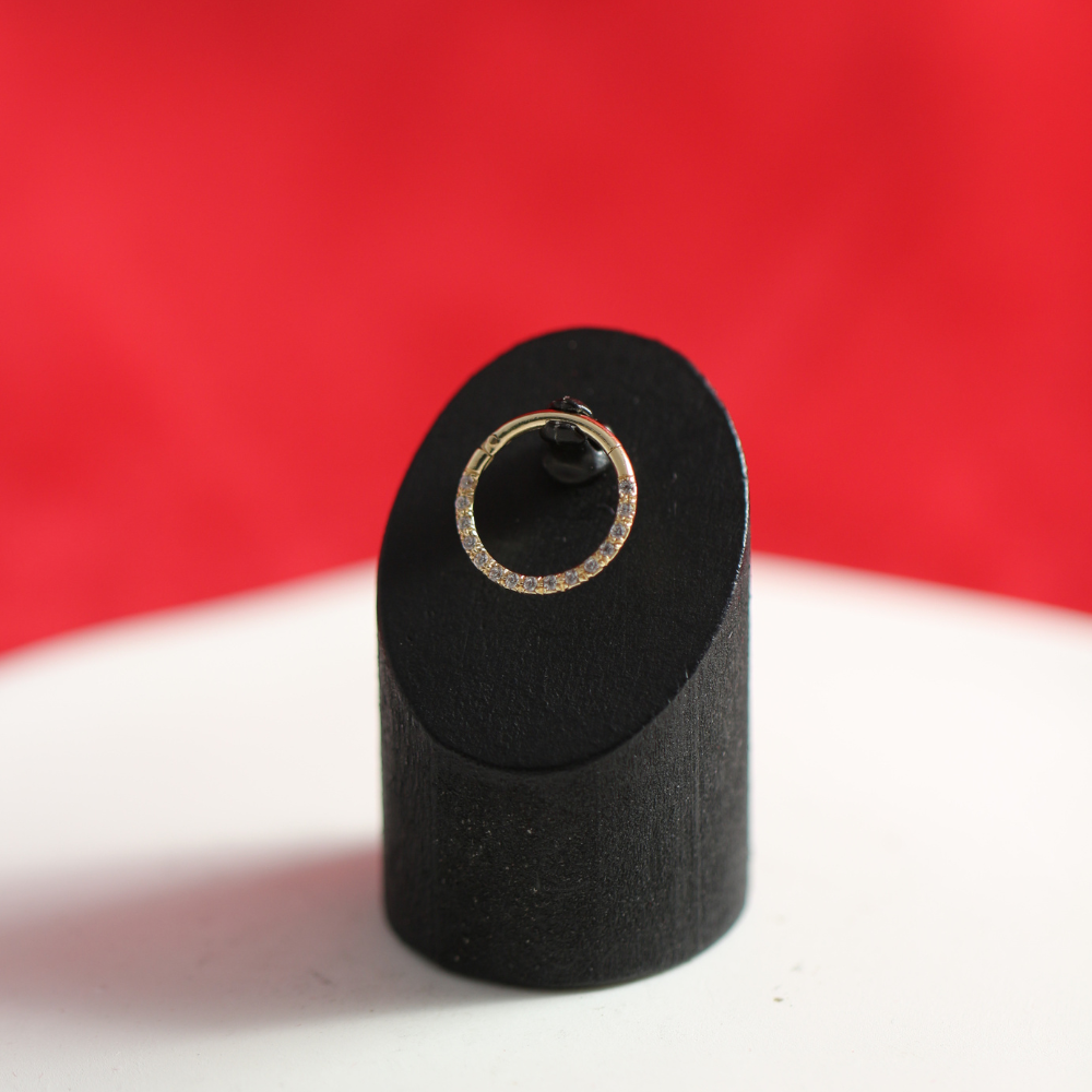 14K Gold Continuous CZ Jewelled Segment Clicker Ring - Monster Piercing