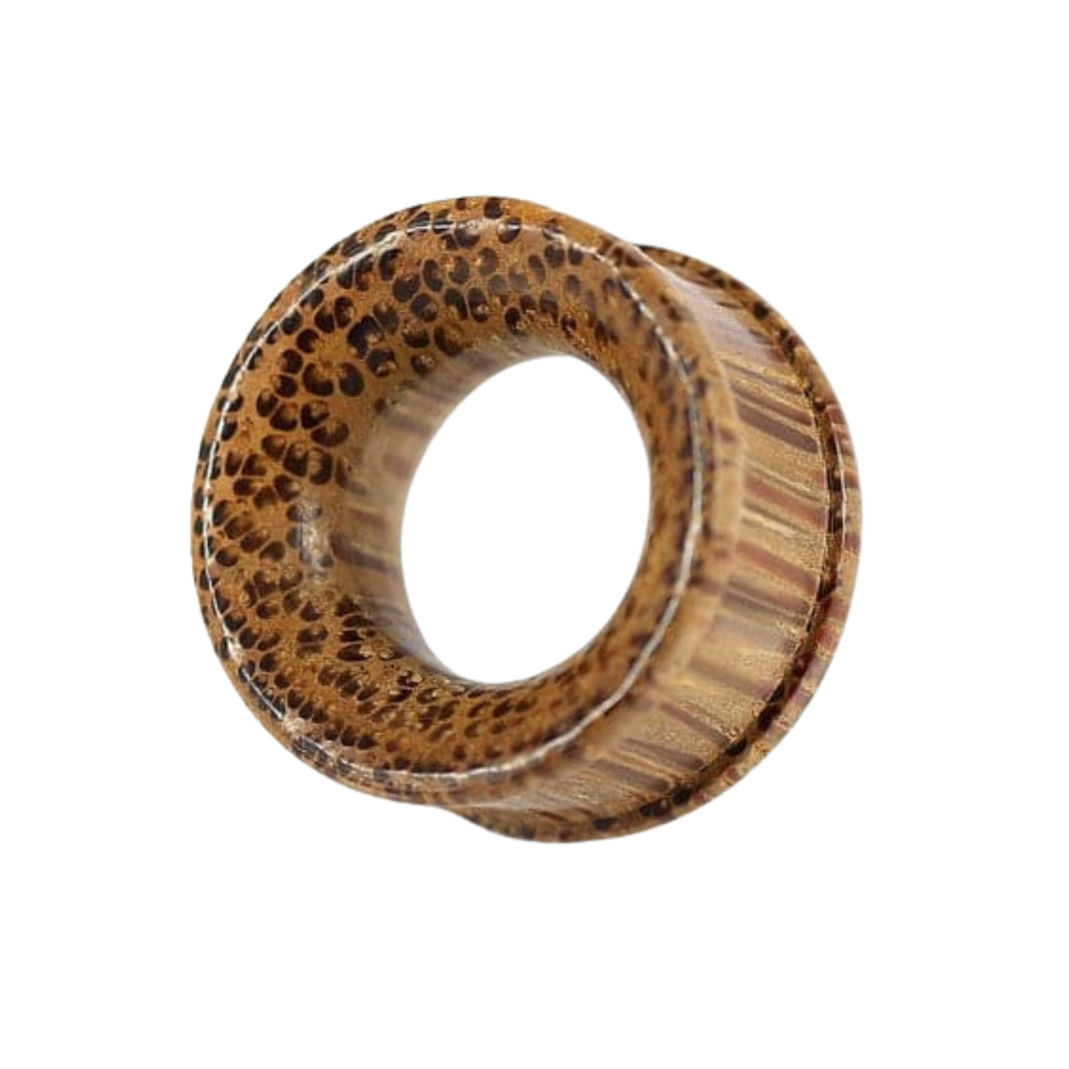 Organic Coco Wood Ribbed Edge Ear Tunnel - Monster Piercing