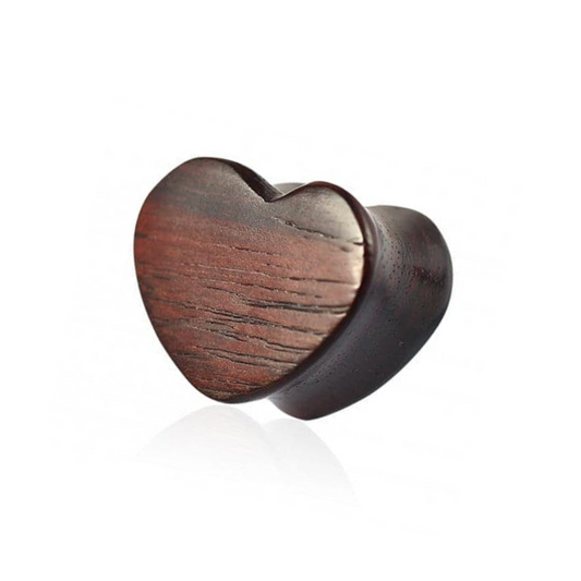 Organic Sono Wood Double Flared Heart Saddle Ear Plug - Monster Piercing