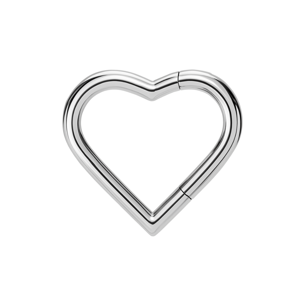 316L Surgical Steel Heart Hinged Segment Clicker Ring - Monster Piercing