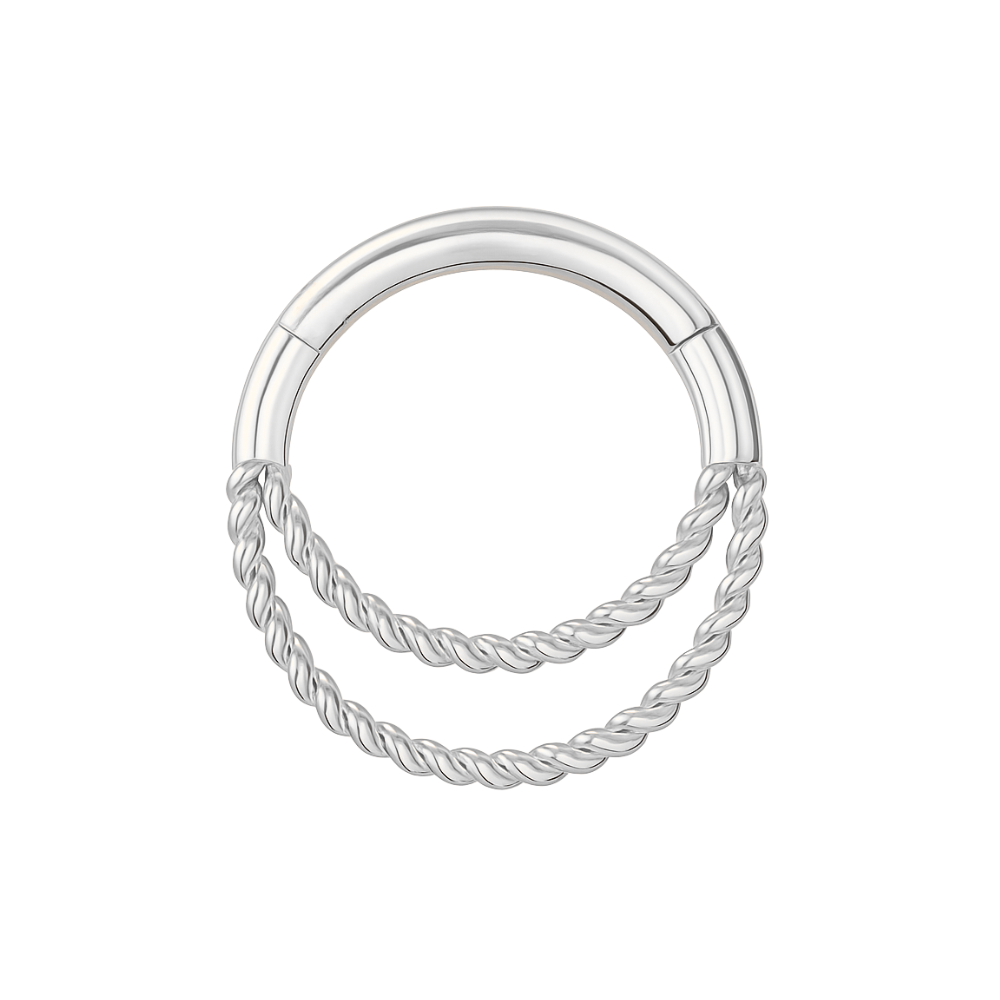 925 Sterling Silver Twisted Double Segment Clicker Ring - Monster Piercing