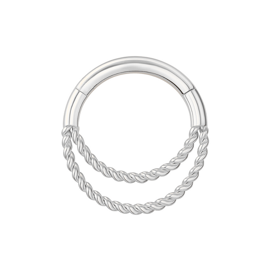925 Sterling Silver Twisted Double Segment Clicker Ring - Monster Piercing