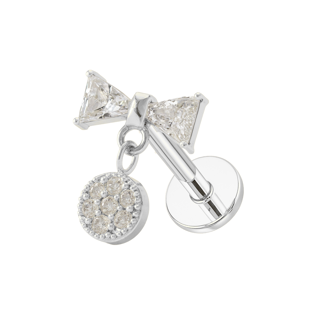 316L Surgical Steel Jewelled Bowtie Internally Threaded Screw Fit Stud