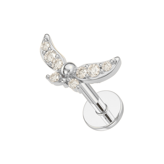 316L Surgical Steel Jewelled Butterfly Internally Threaded Screw Fit Labret Stud