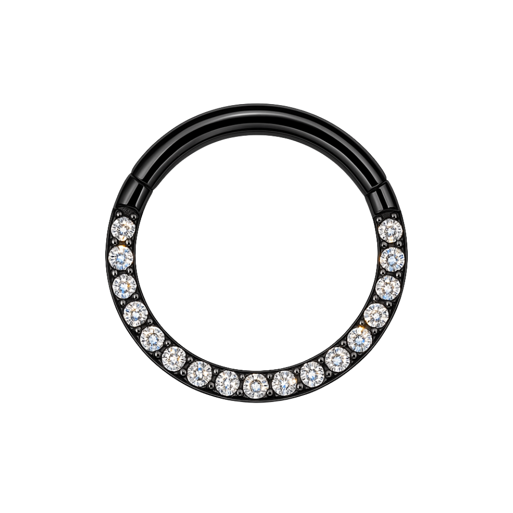 G23 Titanium Pave Crystal Hinged Clicker Segment Ring - Monster Piercing