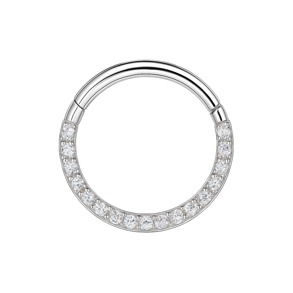 316L Surgical Steel Pave Crystal Hinged Clicker - Monster Piercing