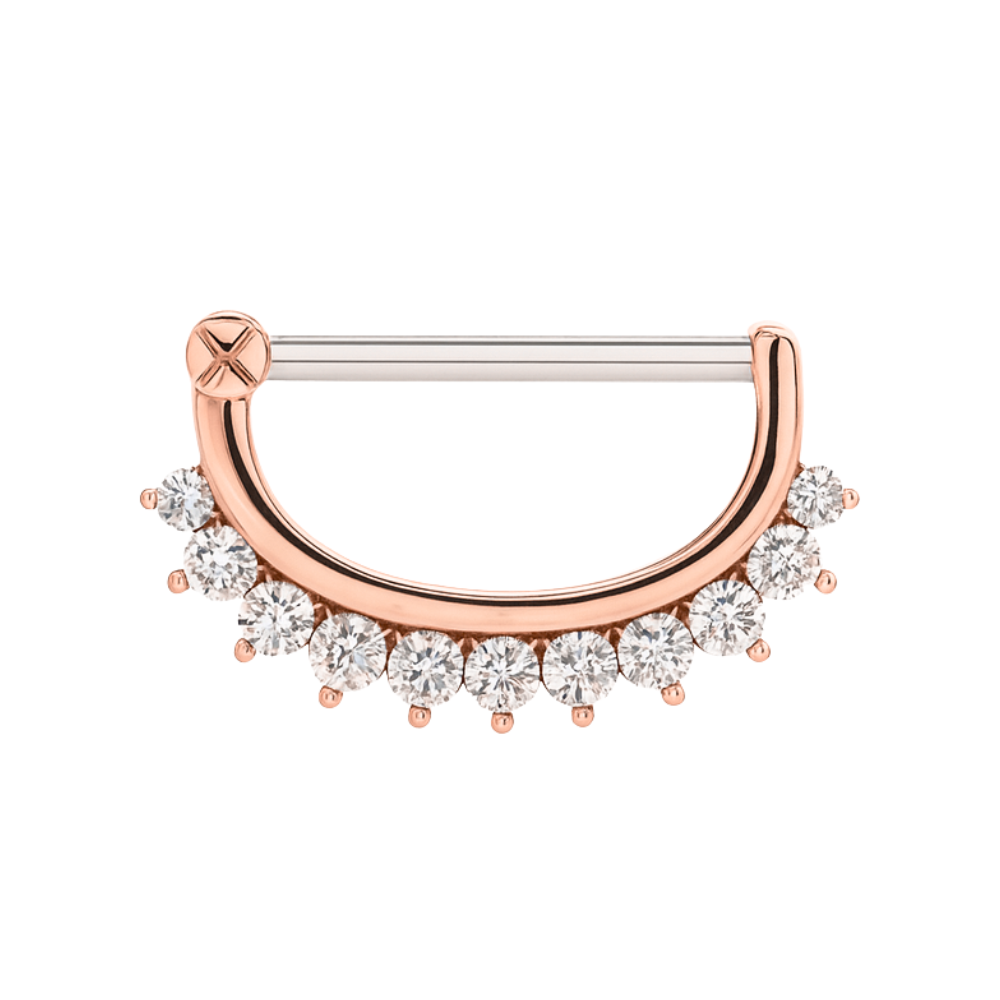 Rose gold jeweled nipple clicker ring
