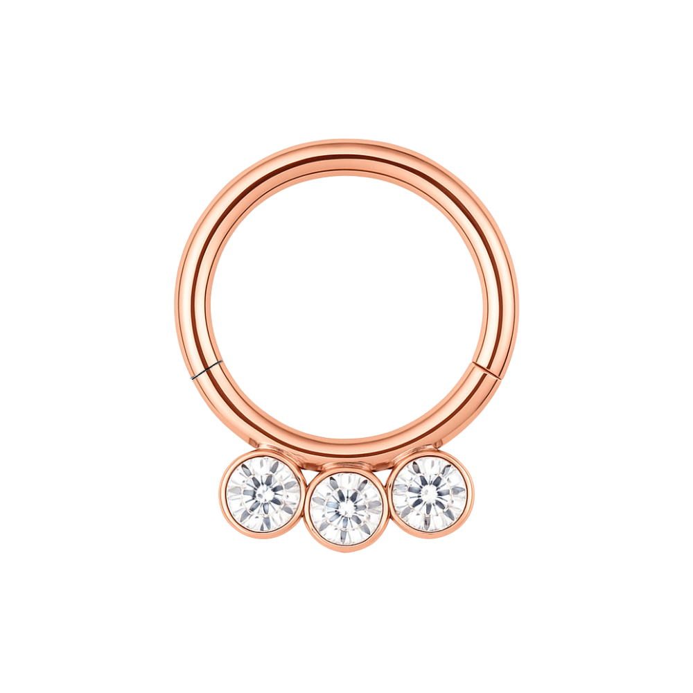 316L Surgical Steel and CZ Studded Hinged Segment Clicker Ring - Monster Piercing