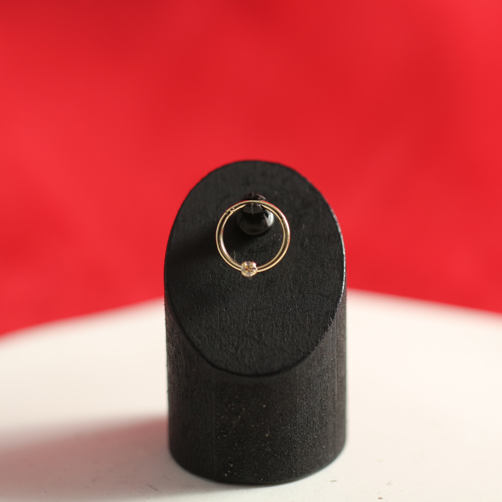 9K Gold Single Cubic Zirconia Hinged Segment Clicker Ring - Monster Piercing