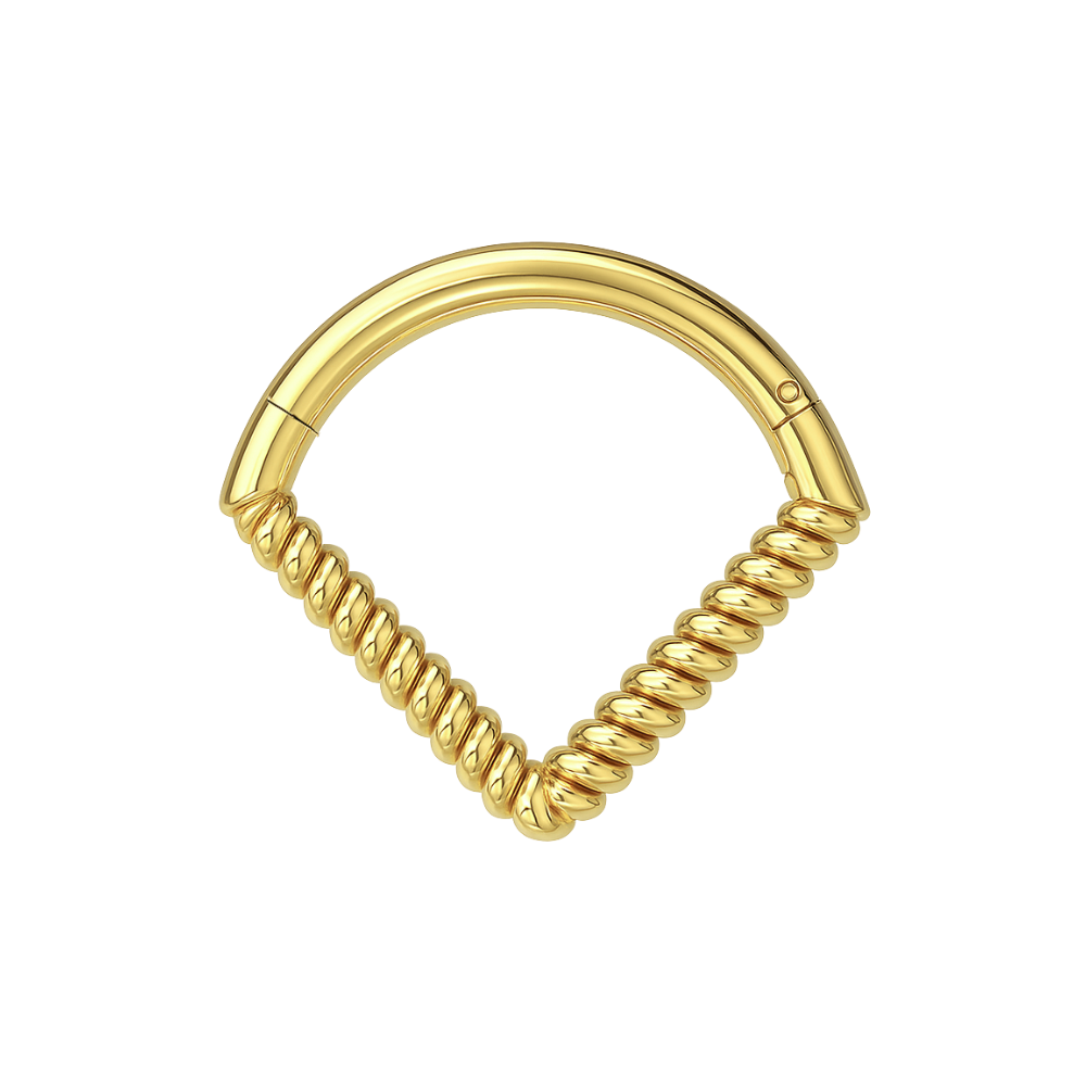 925 Sterling Silver Twisted V-Shape Hinged Braided Segment Clicker Ring - Monster Piercing