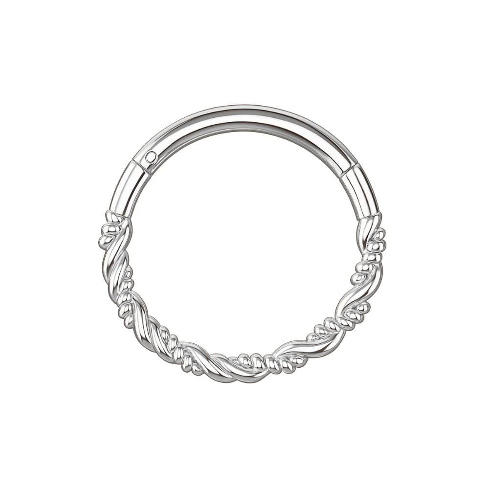 925 Sterling Silver Twisted Style Segment Clicker Ring - Monster Piercing