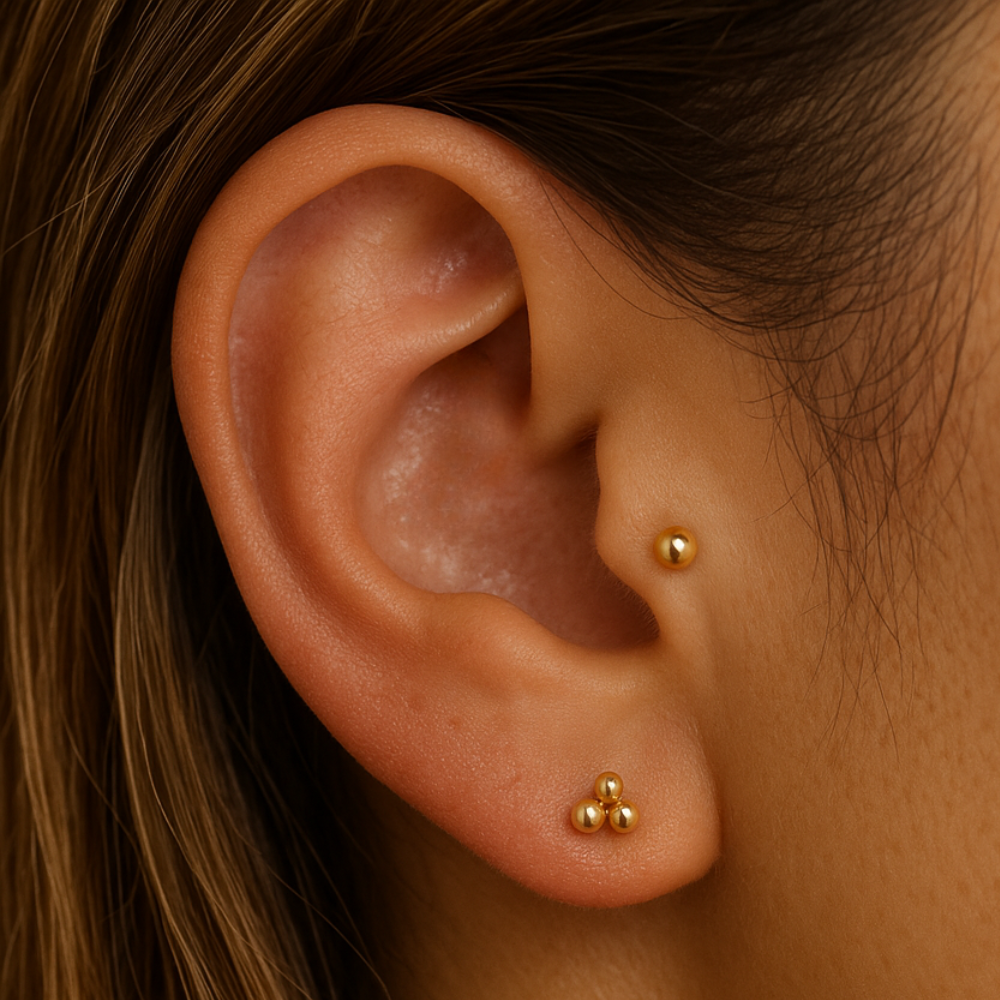 14K Gold Internally Threaded Half Ball Top Flat Back Stud - Monster Piercing